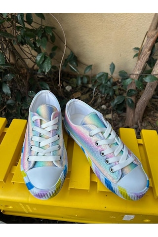 Scarpe Magiche Gökkuşağı Tabanlı Kız Çocuk Sneaker Parlak Kumaş, Günlük Kullanım Çok Renkli