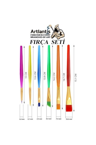 Fırça Seti 6 Lı Kısa Sap Resim Fırçası 1 Paket Suluboya Akrilik Boya Guaj Boya Yağlı Boya Fırca Seti