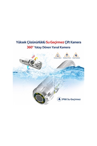 CR-110 30 Metre Sert Kablo Yılan Kamera - Ips Ekran 1080p Endüstriyel 360 Derece Kamera