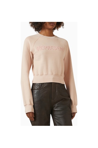 Represent Fly Micro Sweatshirt, Organik Pamuk, Minimalist Ve Lüks Günlük Sweatshirt Pembe