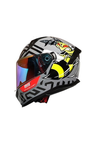 M-910 Mat Bee Güneş Vizörlü Kask Kırmızı Camlı Kask Çok Renkli