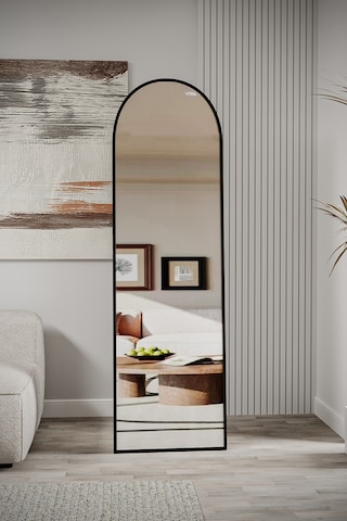 Evdemo Pamir Siyah Metal Çerçeveli Ayaklı Oval Boy Aynası 180x50 Cm Siyah
