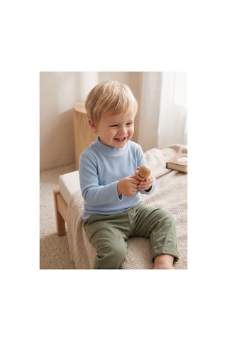 Deniva Kids Unisex Bebek Bebe Mavisi Fitilli Kaşkorse Yarım Balıkçı Yaka Uzun Kollu Çıtçıtlı Badi Body Mavi