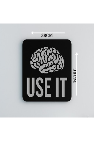 Use It Yazılı Beyin Figürlü Lazer Kesim Dekor İç Dekorasyon
