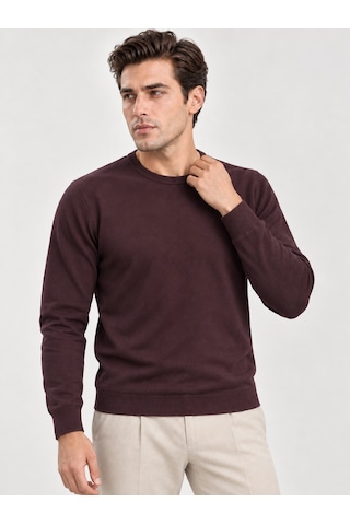 Danger Erkek Basic Triko Kazak Bordo