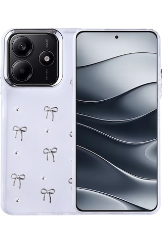 Noktaks - Xiaomi Uyumlu Xiaomi Redmi Note 14 4g - Kılıf Airbag Tasarımlı Simli Şeffaf Koruyucu Kutup Kapak - Yıldız T37077 Yıldız