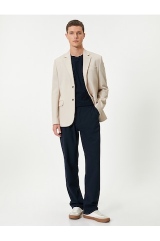 Koton Blazer Ceket Slim Fit Kapaklı Cep Detaylı Bej 5wam50005hk Ekru