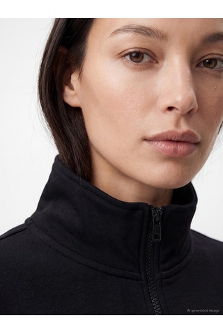 Lcw Eco Siyah Dik Yaka Soft Touch Kadın Sweatshirt