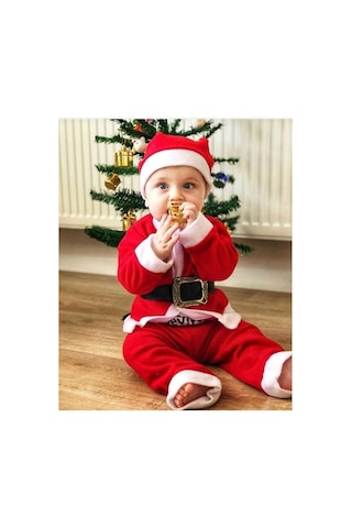 Denito Noel Baba Kostümü Kemerli Takım Kırmızı