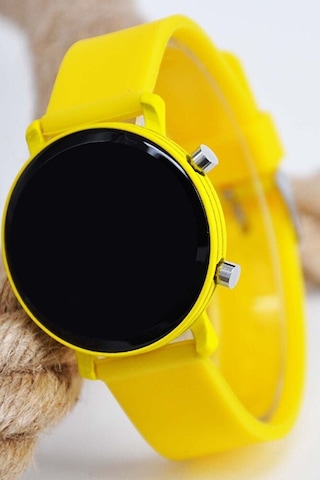 6-14 Yaş Sarı Renk Unisex Çocuk Kadın Led Dijital Kol Saati Sarı Silikon Kordonlu Şık Spor Saat Sarı
