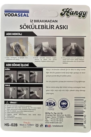 Vodaseal İz Bırakmadan Sökülebilir Küçük Askı - 5 Parça - Şeffaf Şeffaf