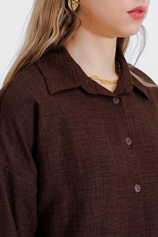 Gabria Keten Ön Düğmeli Takım Kahverengi