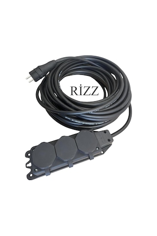25 Metre 3'lü Grup Priz 3x2,5 Mm Cca Ttr Siyah Renk Topraklı Kauçuk Seyyar Elektrik Kablosu 1