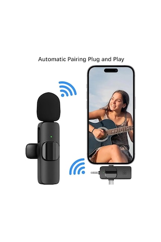 Kablosuz Yaka Mikrofonu Apple iPhone Uyumlu  3.5mm Aux Apple iPhone Uyumlu  Type-c Pc Tablet Video Kayıt Vlog Usb C Ve Amfi