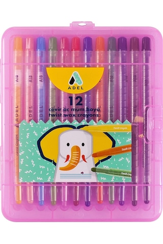 Adel Mum Boya Çevir Aç Mum Boya 12 Renk Twist Wax Crayon
