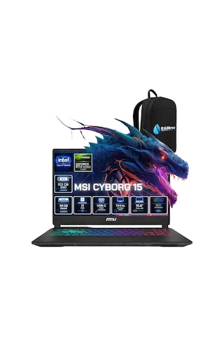 MSI Cyborg 15 B13WFKG-679XTRRNP29 i7-13620H 96 GB 512 GB SSD 8 GB RTX5060 15.6" W11P Dizüstü Bilgisayar