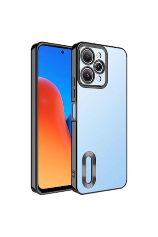 Xiaomi Redmi 12 Kılıf Kamera Korumalı Logo Gösteren Zore Omega Kapak Siyah