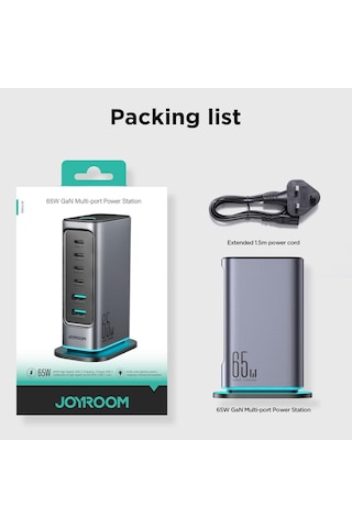 Joyroom JR-TCM02 65 W 6 İn 1 Masa Üstü Şarj Adaptörü ve Standı