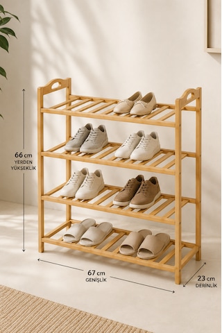 Robin Home Dekoratif Bambu 4 Raflı Ayakkabılık 67cm Bej