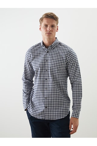 Lcwaıkıkı Classic Lacivert Regular Fit Uzun Kollu Ekose Oxford Erkek Gömlek