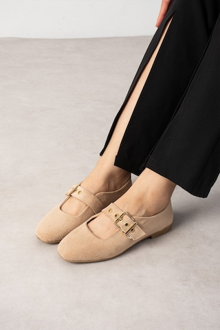Wolk Shoes Mono Kadın Babet Süet Bej Süet