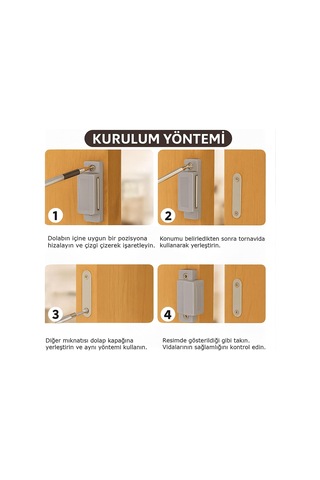 Lexroo Mıknatıslı Çıt Çıt 5 Cm Paslanmaz Metal Kapak Tutucu Dolap Açılır Kapanır Çekmece Kapatma