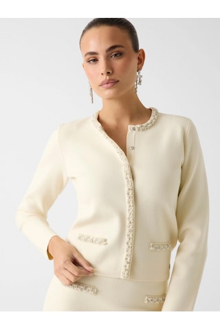 Guess Uzun Kollu Bisiklet Yaka Raina Hırka Triko Kadın Beyaz Hırka W6rr42z4422-g012 Beyaz