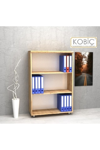 Kobiç Ofis Dosya Dolabı Raflı Suntalam Dolap 70x35x115 Cm Meşe Meşe