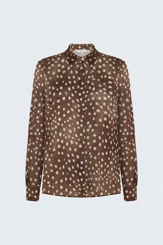 Sateen Desenli Klasik Gömlek - Kahve-137904