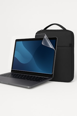 Apple Uyumlu MacBook Pro 13" M1 2020 Evoque Case + 9h Nano Ekran Koruyucu Siyah