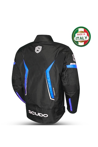 Scudo Roma 4 Mevsim Erkek Motosiklet Ceketi Siyah/mavi