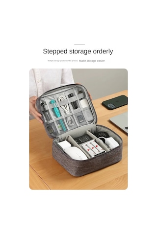 Kablo Saklama Çantası Su Geçirmez Dijital Elektronik Organizatör Gri