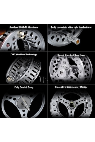 Novahub Skycıty Alüminyum Sinek Olta Makarası - 3/4, 5/6, 7/8 Boyut - Cnc İşleme - Siyah/gümüş/yeşil/mavi