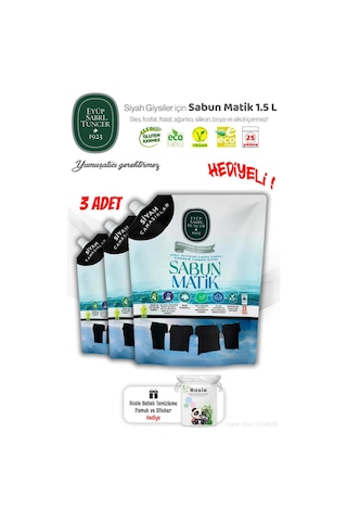 3'lü Siyah Çamaşırlar Sıvı Sabun Matik 1.5 L Ve Rosıe Hediye 1500 ML