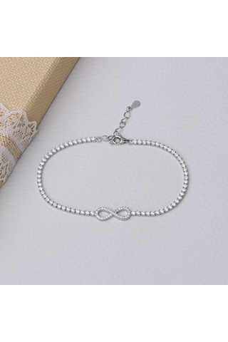 Sonsuzluk Model 925 Ayar Gümüş İnce Suyolu Kadın Bileklik Gümüş