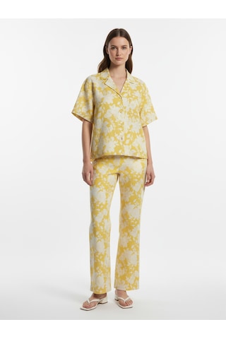 Xint Sarı %100 Keten Oversize Pantolon 201314