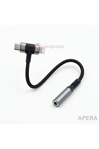 Type-c Ve 8 Pin 3.5mm Aux Kulaklık Dönüştürücü Çift Uçlu Örgülü Ses Adaptörü İos Ve Android Uyumlu Kulaklık Ve Aux Bağlantı Kablosu Cr97