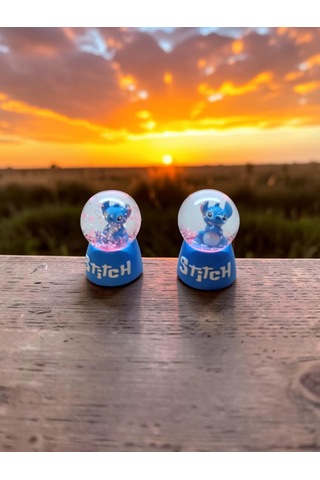 Ayder Online Satış Işıklı mavi renk 2 li Stitch Kar küre4cm-6cm