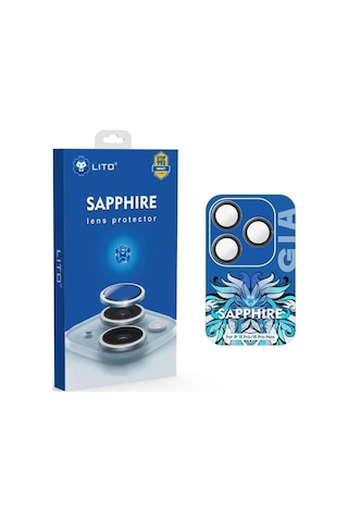 Lito Apple iPhone Uyumlu 16 Pro/16 Pro Max Sapphire Kamera Lens Koruyucu Black Siyah