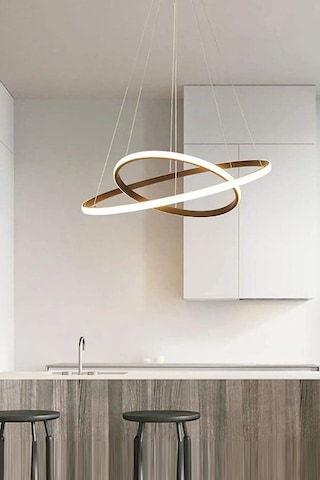 Koal Avize Rings 2'li Eskitme Renk Modern Tasarım - Yatak Odası-salon-çocuk Odası-mutfak Beyaz Led Sarkıt Avize Eskitme