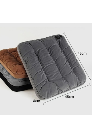 45 X 45 X 8cm Isıtmalı Yastık Araba Kadife Koltuk Minderi Siyah
