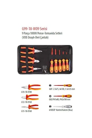 Ceta Form G9918W09Ph 9 Parça 1000V İzoleli Pense Tornavida Seti