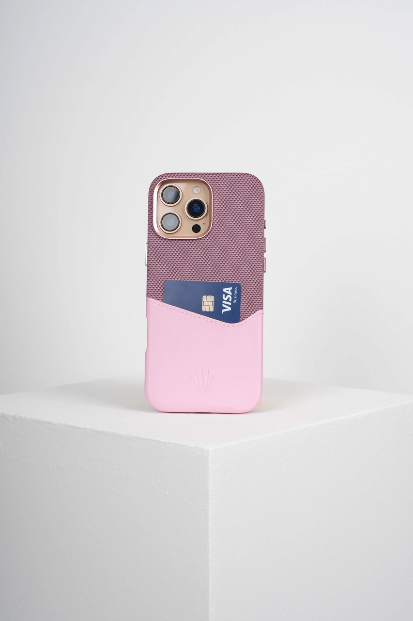 Nova Apple Uyumlu iPhone 16 Pro Max Deri Kartlıklı Telefon Kılıfı Pembe Pembe
