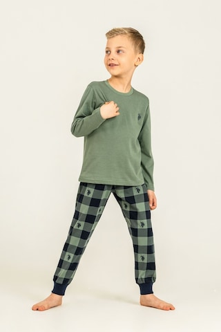 U.S. Polo Assn. Erkek Çocuk Pijama Takımı Baskılı Yeşil Uzun Kol Pijama Takımı Us2647-c-v2 Us2647-c-v2