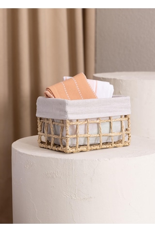The Mia Braid Hasır Organizer Sepet Naturel 22x14x13 Cm