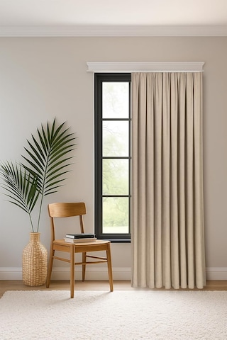 Fabric Design Safir Bej Ekstrafor Büzgülü Kadife Dokulu Yüksek Kaliteli Tek Kanat Fon Perde 100 X 250 Çok Renkli