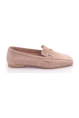 Dgn 3652 Kadin Tokali Loafer Ayakkabi Bej Süet