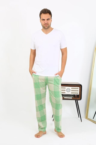 Akbeniz Erkek Ekoseli Desen Penye Tek Alt Pijama 27540 Yeşil