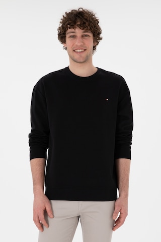 U.S. Polo Assn. Erkek Comfort Fit Bisiklet Yaka Siyah İnce Sweatshirt 50309858-VR046