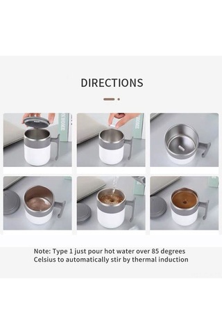 Xindoker 300ml Gri Otomatik Karıştırıcı Bardak, Isı Algılama Ve Elektrikli Seçenekli, Manyetik Teknoloji İle Kahve/milk İçeceği Karıştırıcı, Kapaklı Ve Dengeleyici Termal Gri